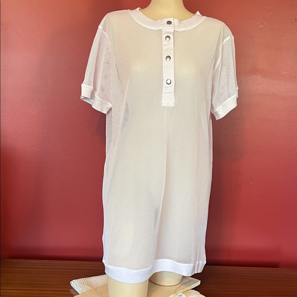 New White NA-KD Button-Up mesh dress